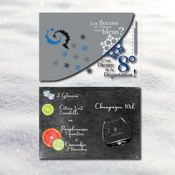 Champagne COTTANCEAU-PRIGNITZ demi-sec ICE BY CP, champagne cocktail, leaflet Champagne COTTANCEAU-PRIGNITZ demi-sec ICE BY CP, champagne cocktail, leaflet